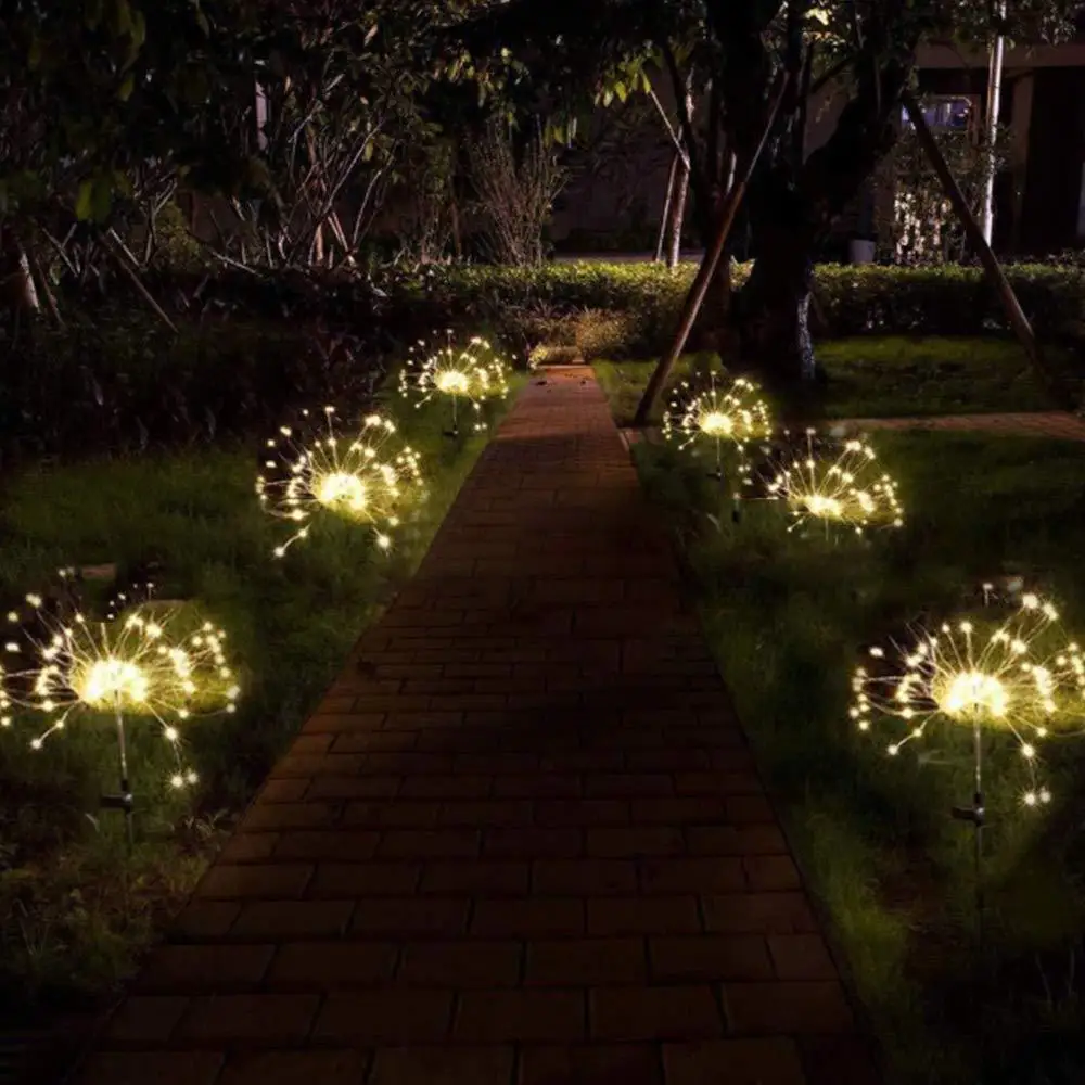 LED Saulės Fejerverkų Šviesos Pasakų Girliandą Vandeniui String Pasakų Šviesos Vejos Lempas Sode Gatvės Kalėdinė Dekoracija