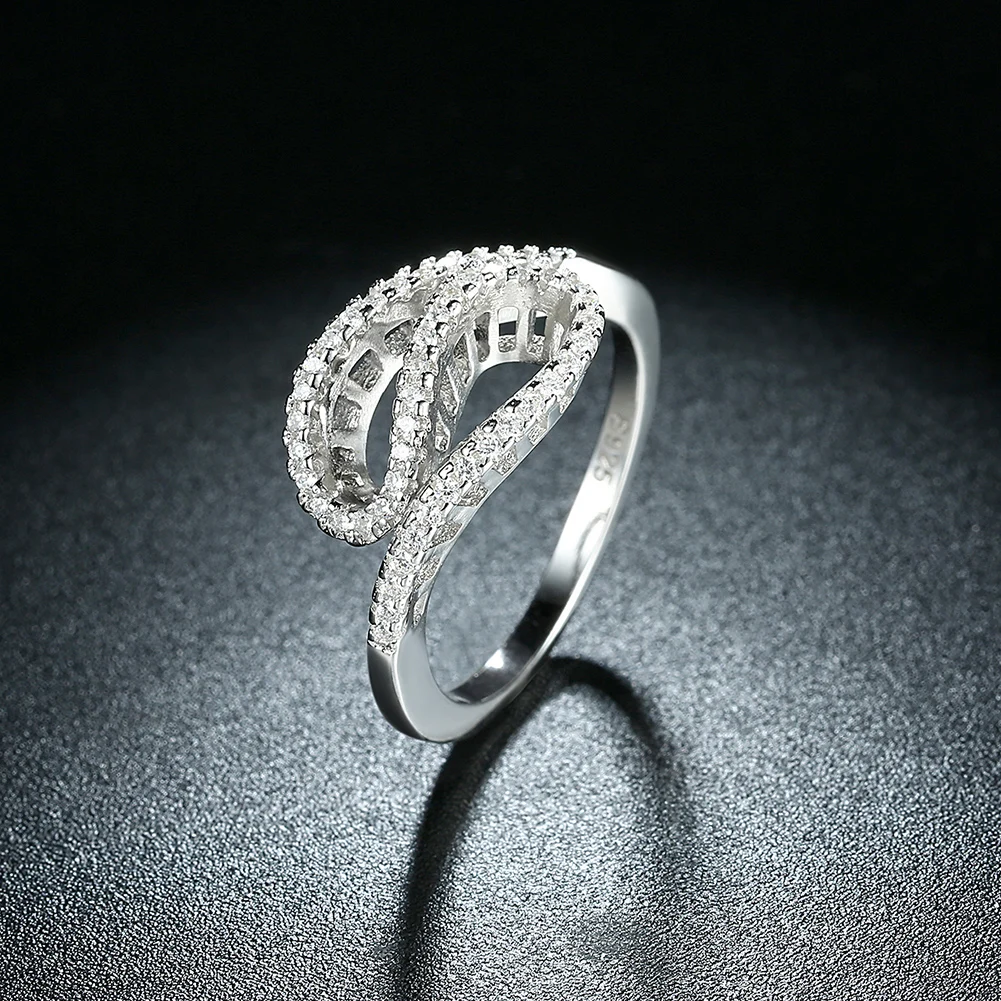 LEKANI 925 Sterlingas Sidabro Žiedai Moterų Asmenybės Minimalistinio Nereguliarus Linijinis Cirkonis Žiedas Fine Jewelry Partijos Priedai