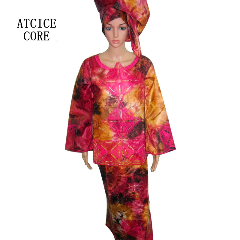 Afrikos suknelės moteris heidi bazin riche siuvinėjimo dizainą spausdinta medžiaga, viršus su wrapper tris vnt DP139#