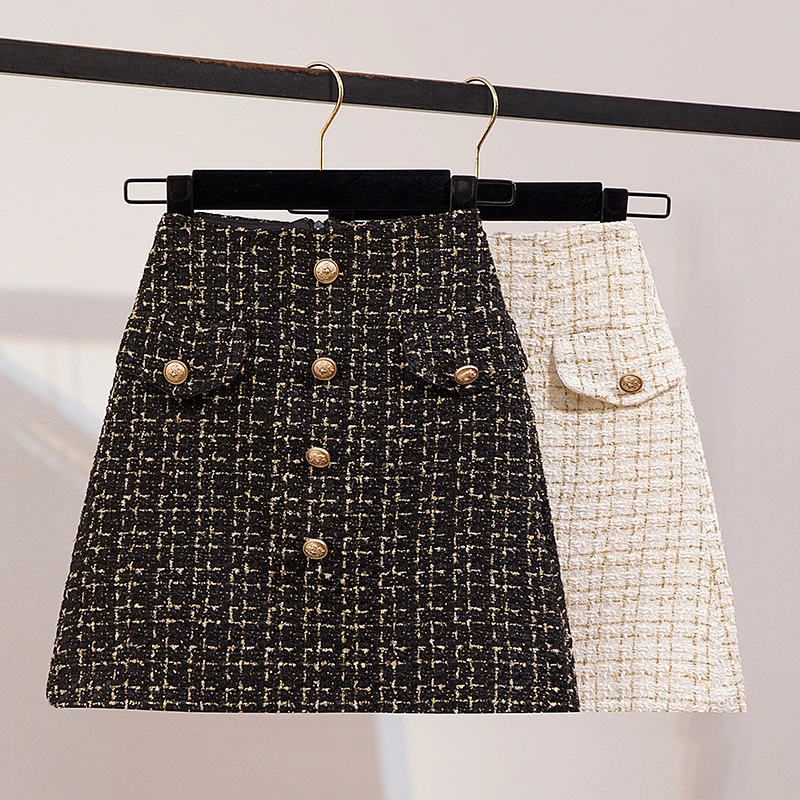 2020 m. rudens žiemos korėjos dviejų dalių rinkinys moterims, elegantiška skara kašmyras megztas megztinis ir aukšto juosmens tvido sijonas nustatyti ponios medžiaga