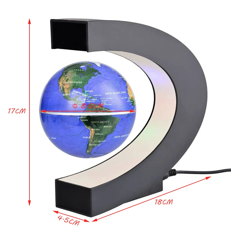 Magnetic Levitation Pasaulyje Plaukiojantis Pasaulio Žemėlapyje Kamuolys Lempos Kietas Apšvietimo Office Home Apdailos Sausumos Pasaulyje Lempa