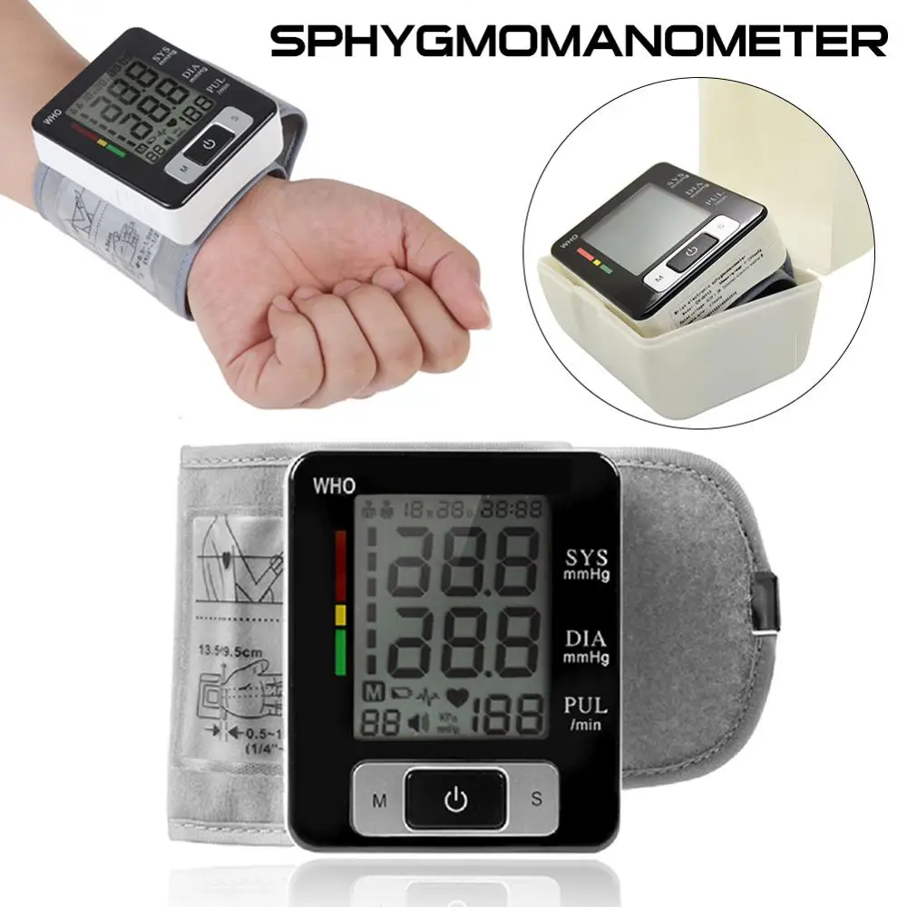 Skaitmeninis Riešo kraujospūdžio matuoklis Pilnai automatinis USB Įkrovimo Automatinė anglų Elektros Kamertonas ' Naudoti Namuose, LCD