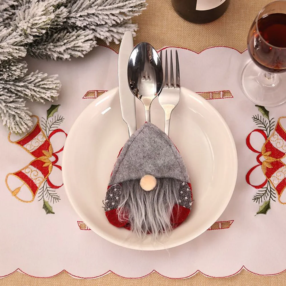 Kalėdų Santa Beveidis Gnome Stalo Įrankių Laikikliai Šakutės Maišelį Vakarienė Dekoro Nešiojamų Virtuvės Studentams, Namų Apyvokos Indai Krepšys