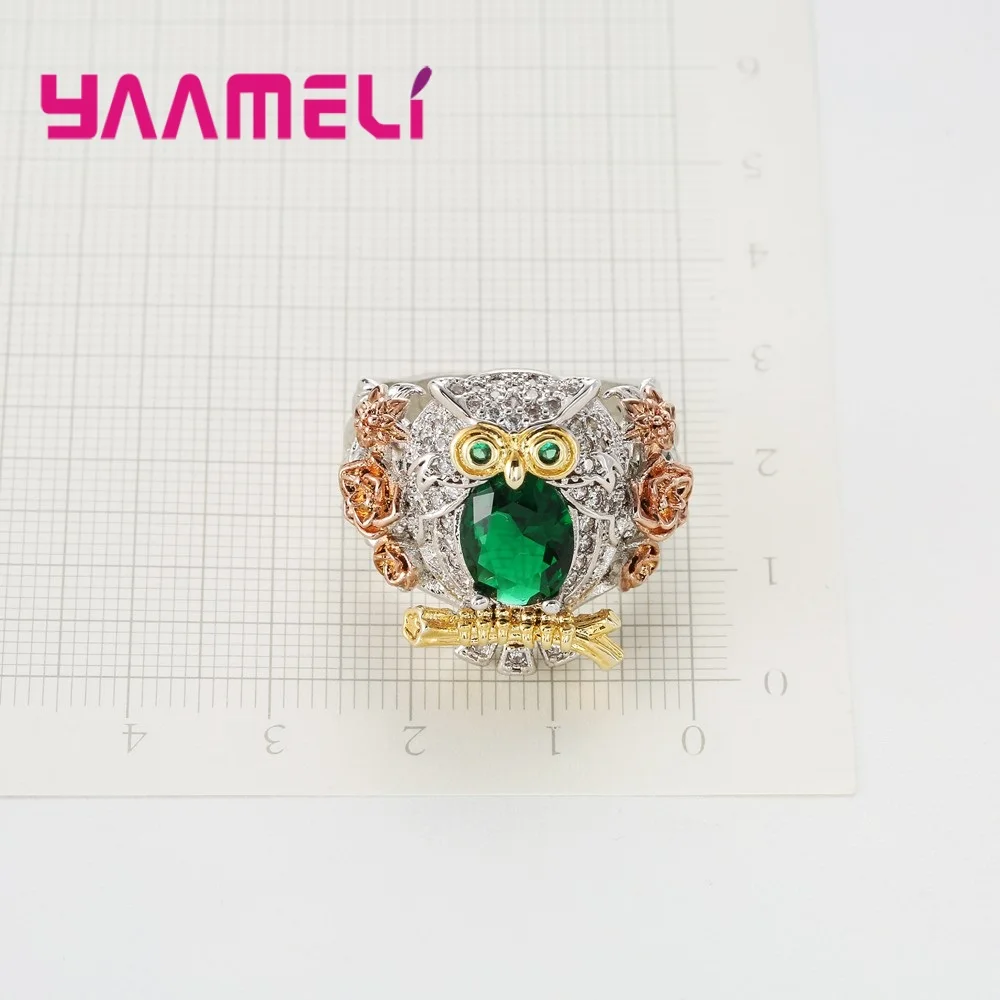 Prekės Unisex Mados Kietas Originalus Pelėda Dizaino nutiesti Cirkonis kalnų krištolas Green Crystal 