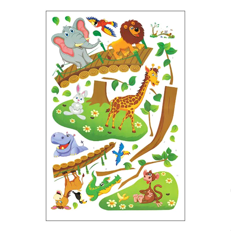 Džiunglių Gyvūnų Medis, Tiltas Sienų Lipdukai Vaikams vaikų Darželio Patalpos Dekoratyvinis Lipdukas Dailės Freskos Namų Dekoro