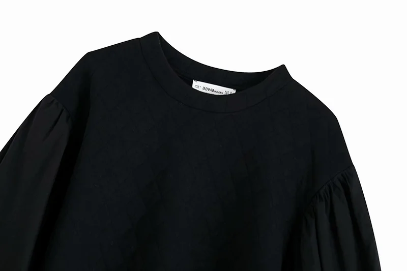 Apvalios kaklo vientisos spalvos nr. apdailos moterų rudenį žibintų rankovėmis prarasti šiltas sweatershirt