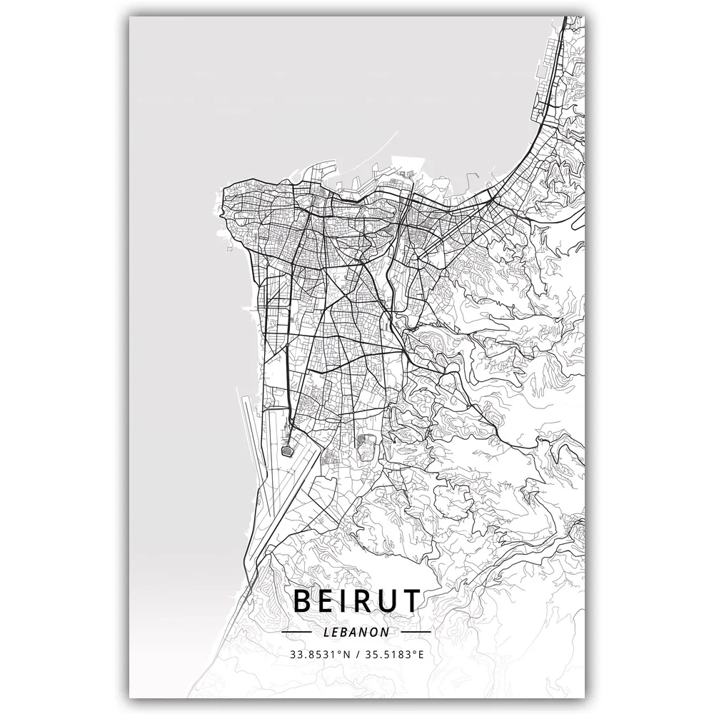 Beirute, Libane Žemėlapis Plakatas