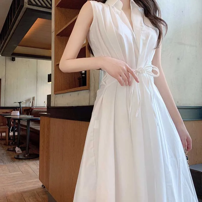 Prancūzijos Baltos Spalvos Berankovė Suknelė Moterims Vasaros Korėjos Derliaus Aukšto Juosmens Vientisas Suknelės Moterų Elegantiškas Šalis Suknelės 2020 Naujas