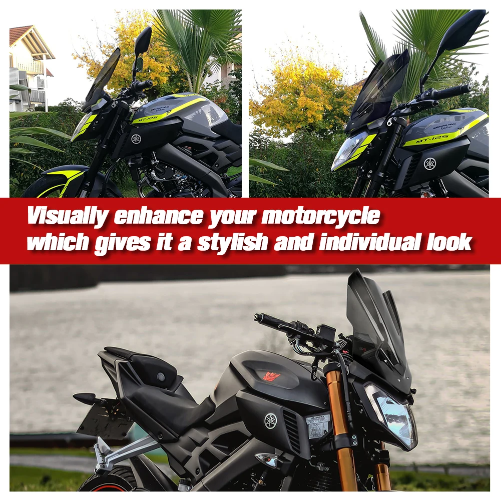 Už Yamaha MT 125 Priedai MT-125 MT125 2016 2017 2018 2019 Priekinio stiklo priekinio, galinio Stiklo Vėjo Deflektoriai Parabrisas Moto Dūmų