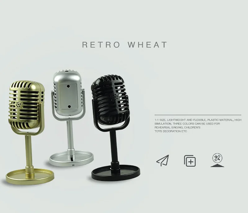 Klasikinis Retro Mikrofonas Prop Vintage Stiliaus Mic Universalus Stovas Suderinama Pasirodymą Gyvai, Karaoke Įrašymo Studijoje Prop