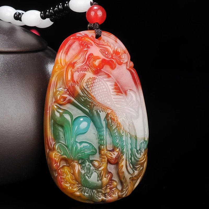 Natūralių Spalvų Hetian Jade Akmuo Phoenix Pakabukas Kinijos Žadeito Papuošalų Mados Žavesio Reiki Amuletas Ranka Raižyti Dovanos Moterims