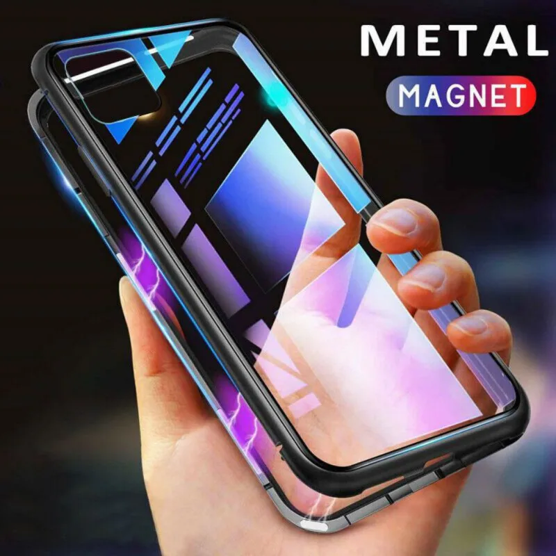Magnetinio Atveju, Absorbcijos Flip iPhone 11 2019 Telefono Galinį Dangtelį, Metalo, Stiklo, 