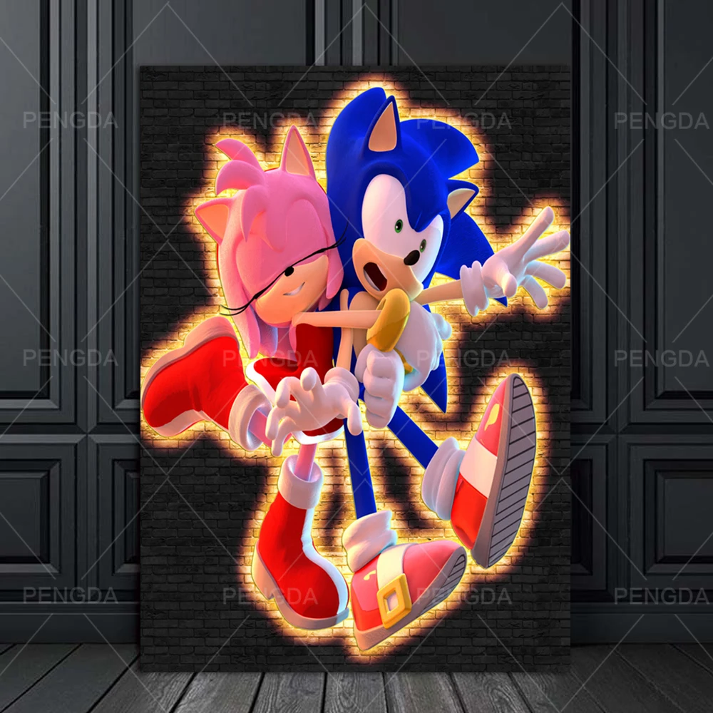 Modulinė Nuotraukas Drobė Sonic The Hedgehog Tapybos Sienos Meno Elektroninių Žaidimų Pobūdžio Plakatų Spausdinimo Šiuolaikinio Namų Dekoro Biuras