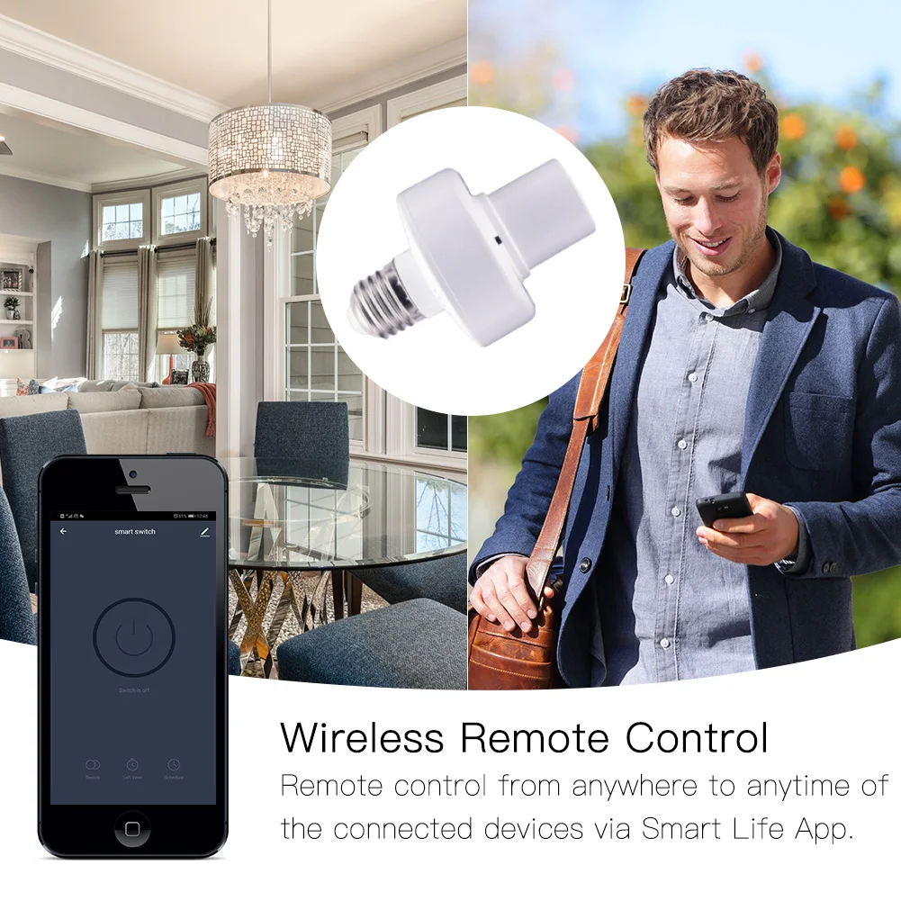 WiFi Smart Lemputės Adapteris Lempos Laikiklis Bazės AC Smart Gyvenimas/Tuya Belaidžio Valdymo Balsu su Alexa 