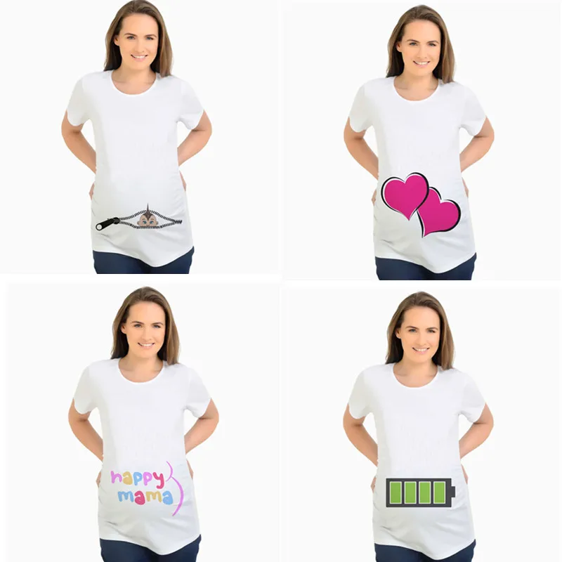 Kūdikių Kyšantį Iš Nėštumo Drabužiai Motinystės Marškinėliai Topai nėščioms moterims laiminga mama, mama Atsitiktinis Vasaros trumpomis Rankovėmis T Shirts