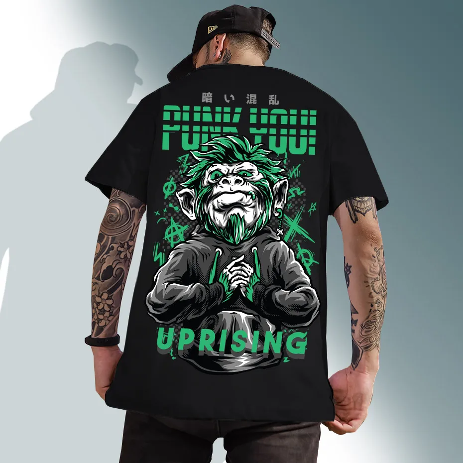 Trumpi MARŠKINĖLIAI Hip-hop ' o asmenybės sukilimų prieš beždžionė trumparankoviai marškinėliai street Japonijos, Europos ir Amerikos tendencijos