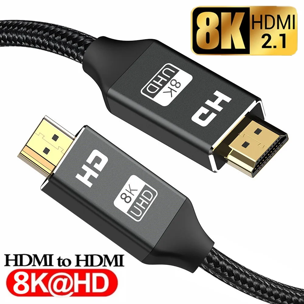 8K HDMI Kabelis HDMI 2.1 8K@60Hz 4K@120Hz HDMI Splitter Jungiklis Pratęsti Kabelis 