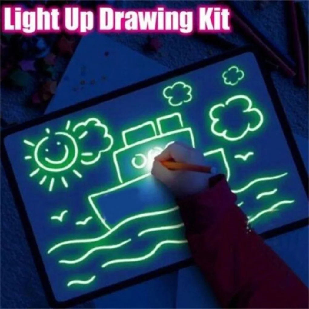 1 Nustatykite, Fluorescencinė Šviesa Piešimo Lenta Vaikams Anksti Švietimo Piešimo Planšetinį Kompiuterį Vaikams Grafiti Žaislas M
