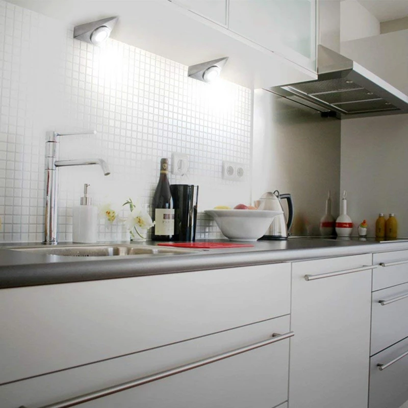 1Pc Virtuvė Pagal Kabineto Apšvietimo Trikampis Led Šviesos Nerūdijančio Plieno Downlight Šiltai Balta