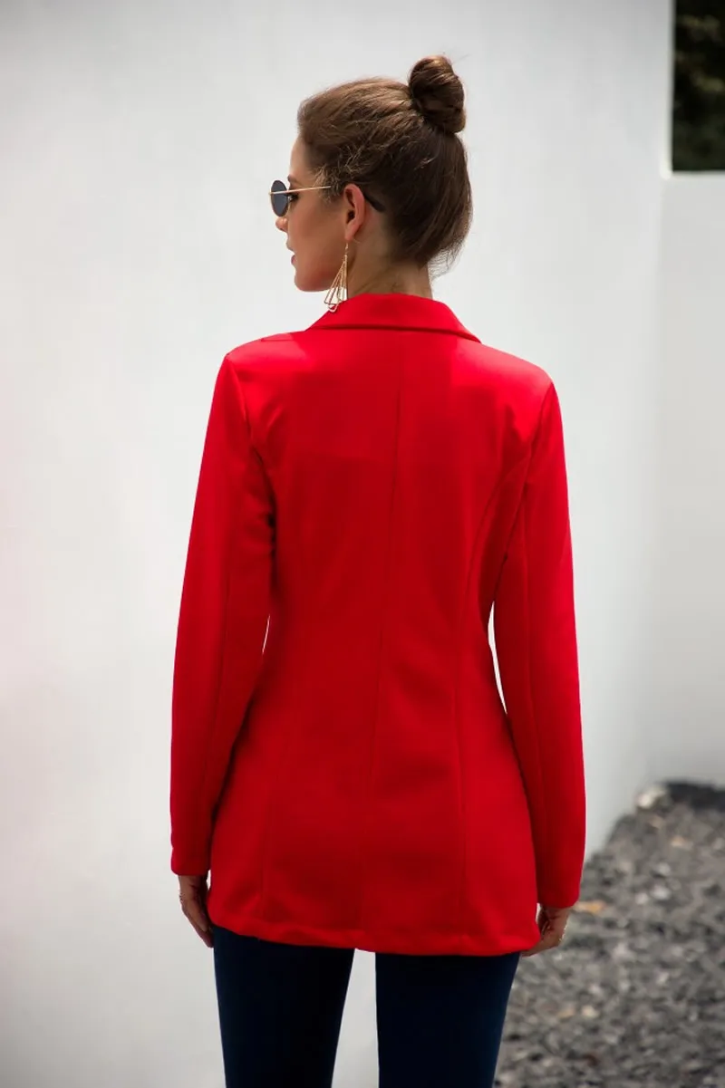 2019 M. Rudenį Office Ponios Moterų Švarkas Ilgomis Rankovėmis Raudoną Kostiumą, Paltą Moteris Juodas Darbas, Ponia, Kostiumai, Paltai Streetwear Slim Juoda Sportiniai Švarkai (Bleizeriai)