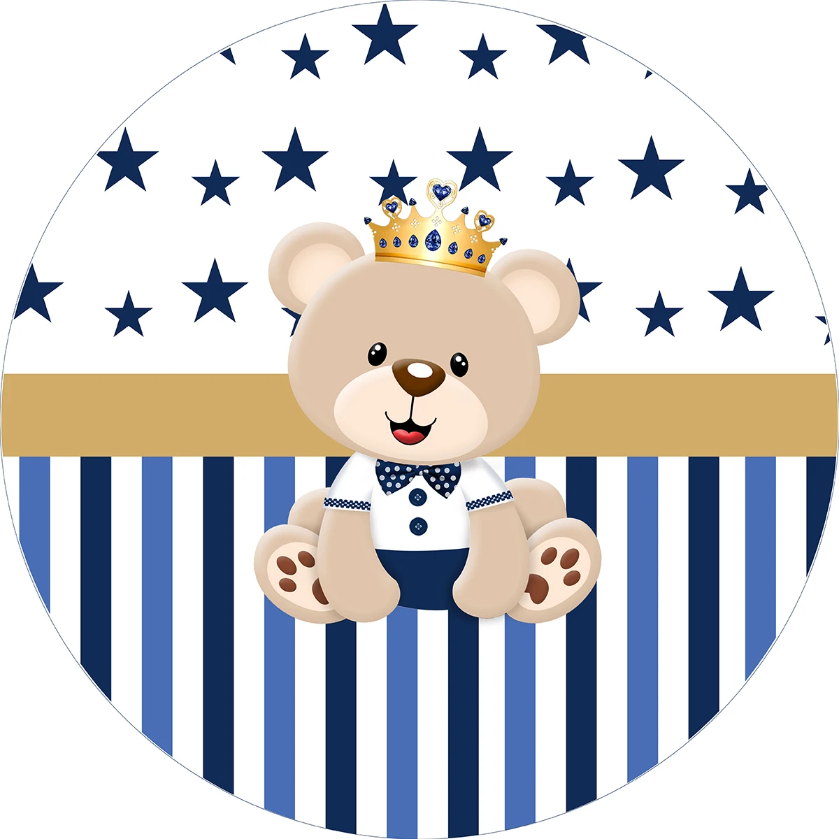 Apvalus ratas fonas royal blue baby bear Fone princas berniukas baby shower gimtadienio stalo Apima apdailos YY-494