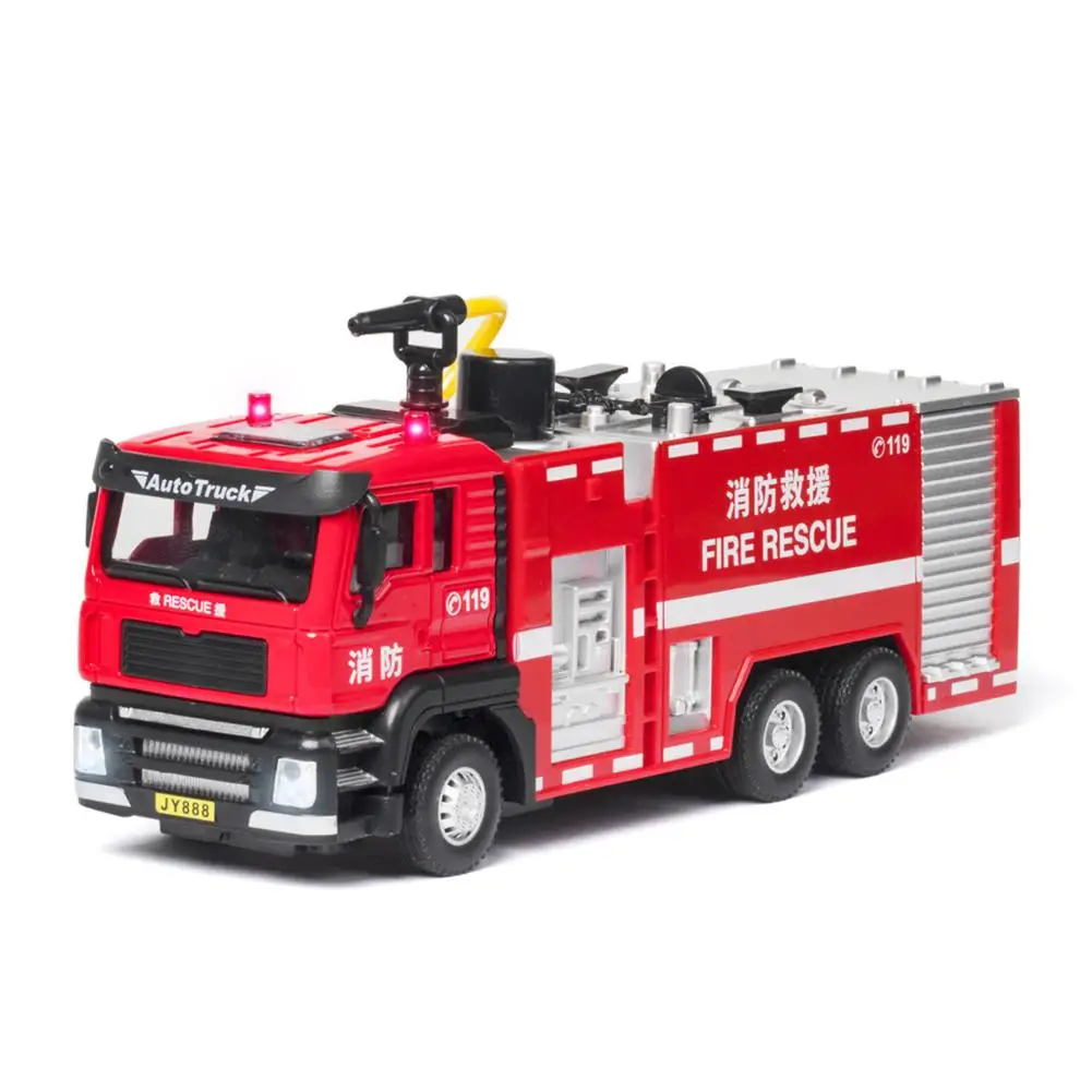 1:50 Lydinio Automobilio Modelį Inžinerijos Transporto priemonių Imituoti Priešgaisrinės Gelbėjimo Sunkvežimis su Cisterna Kopėčių Švietimo Garso, Šviesos, Vandens Purškimo Žaislai