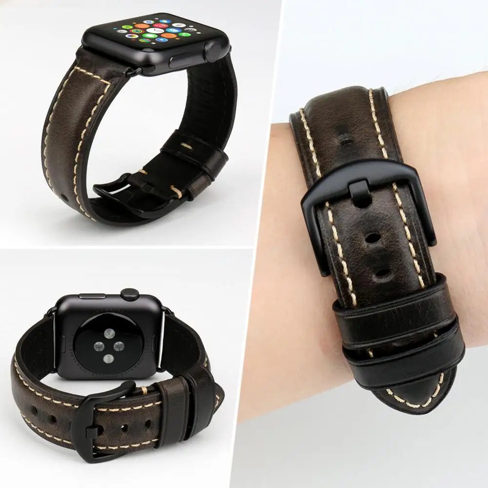MAIKES natūralios Odos Dirželis Watchband Apyrankę, Apple Watch Band 44mm 40 Serija 6 5 4 & Apple Žiūrėti Dirželis 42m 38 Serija 3 2