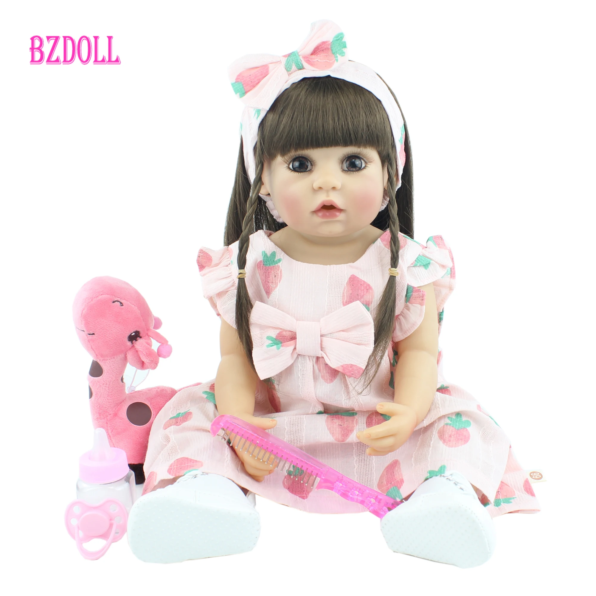 55cm Full Silikono Reborn Baby Doll Žaislas Vinilo Naujagimių ubierz Princesė Mergina Bebe Mados Gimtadienio Dovana Žaislo Pridedamame