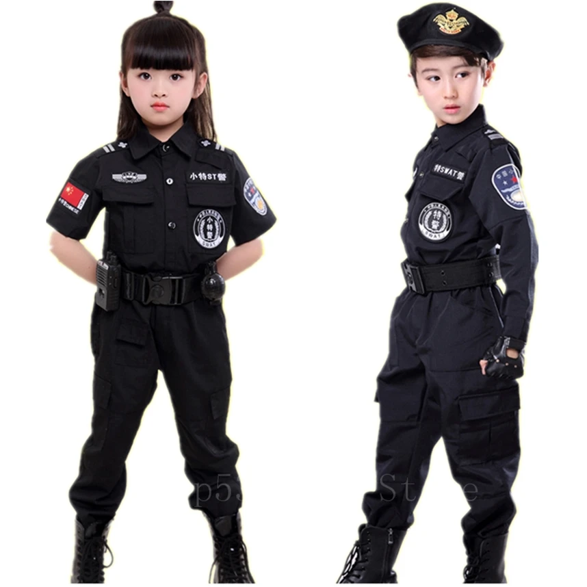 Vaikams Išgalvotas Policininko Uniformą Helovyno Cosplay Šalies Policijos Moters Kostiumai Trumpas&Visas Karnavalas Berniukai Dovana Drabužių Rinkinys