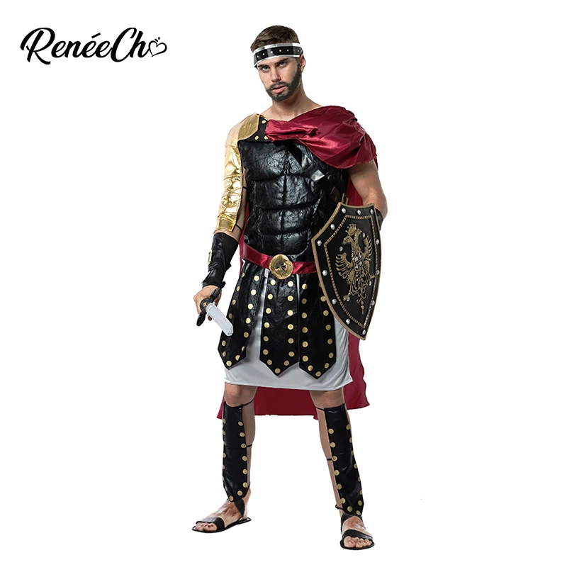 Reneecho Vyrų Romos Gladiatorių Kostiumas Helovinas Kostiumų Suaugusiems Spartan Kariai Kostiumas Hercules Cosplay