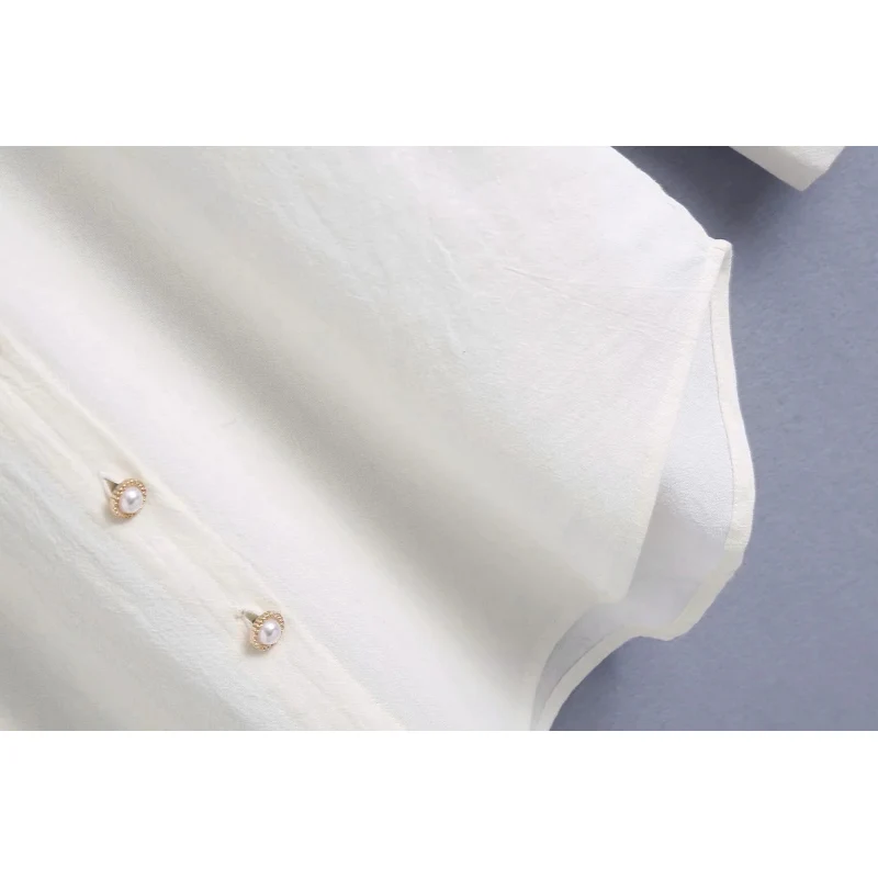 Stilingas, Prabangus Perlų Mygtukai Kieti Palaidinės Moterų Mados Kišenės Atvartas Apykaklės Marškinėliai Moteriška Atsitiktinis Viršūnes Streetwear