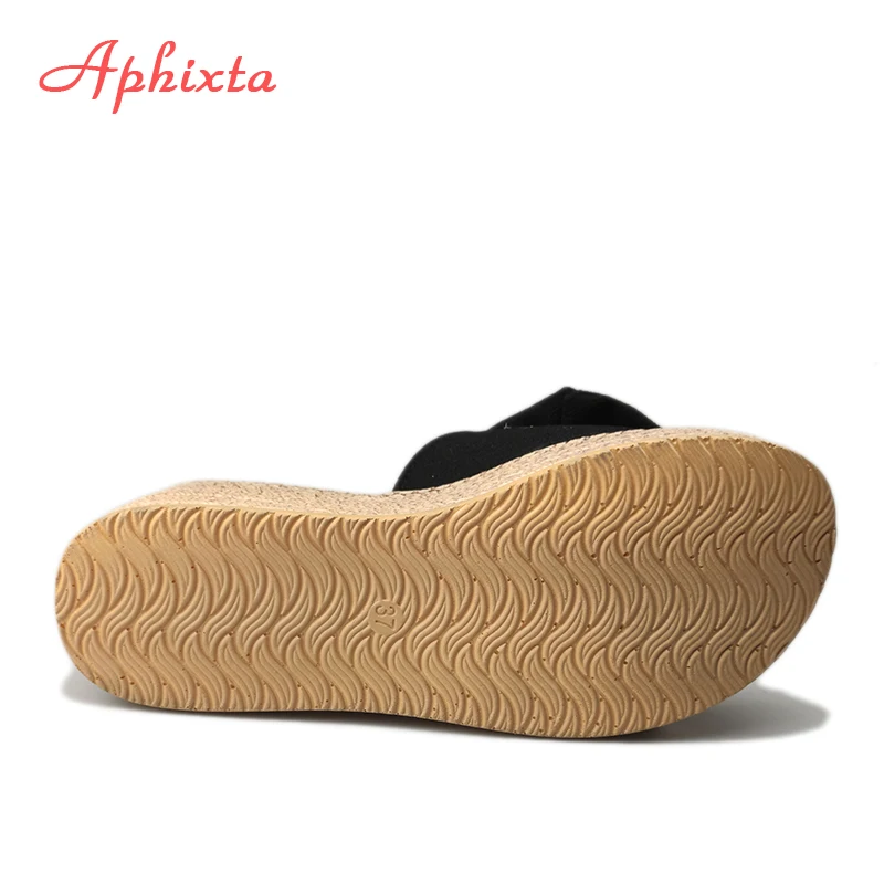 Aphixta 2020 metų Vasaros Kristalai Appliques Lankas 9cm Platforma, Kulniukai Moterų Pleištas Šlepetės Moterų Sandalai Užkimšti Batai Skaidres Moterims