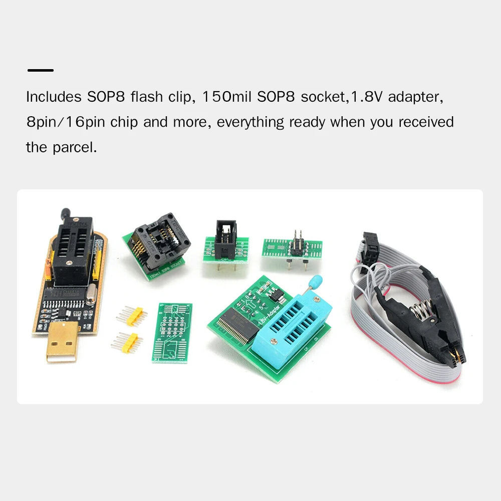 CH341A USB Programuotojas Rinkinys su SOP8 Įrašą EEPROM Degiklis BIOS Flasher SPI Flash Programuotojas Rinkinys su 1.8 V Adapteris