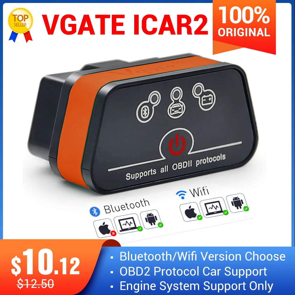 Vgate iCar2 ELM327 obd2 Bluetooth elm 327 V2.1 obd 2 wifi icar 2 Automobilių diagnostikos skaitytuvas 