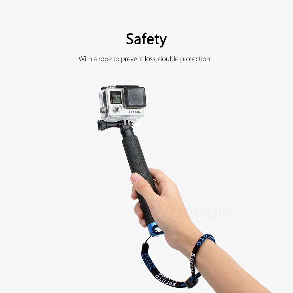 Vamson už gopro9 Dot Modelis Selfie Lazdele Ištraukiamas Polių Aksesuaras Yi už GoPro Hero 9 8 7 6 5 4 Kameros stovas Dalys VP403