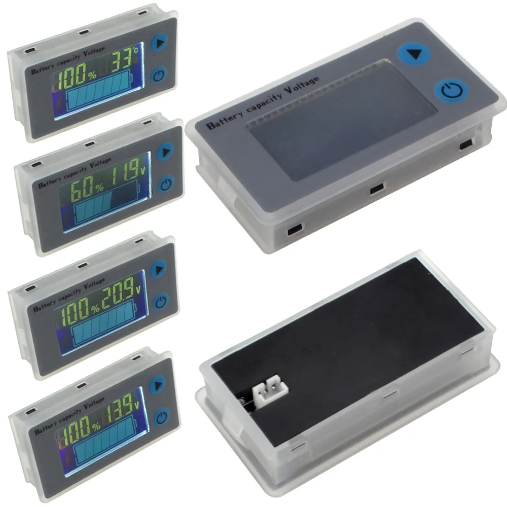 5vnt 10-100V LCD Švino Rūgšties Ličio Baterijos Talpos Indikatorius Digital Voltmeter Įtampos Testeris su Temperatūros Ekranas 12006003