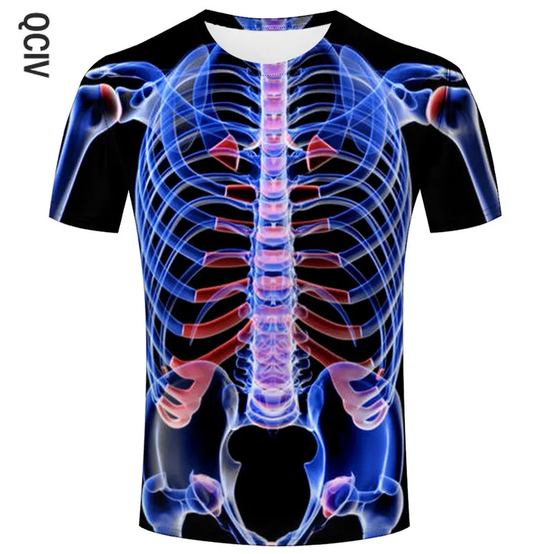 X-Ray Skeletas Marškinėliai Homme Black Marškinėlius Vyrams, Atsitiktinis 3D Atspausdintas Apvalios Kaklo trumpomis Rankovėmis vasaros Viršūnes T-shirt Camiseta Masculina