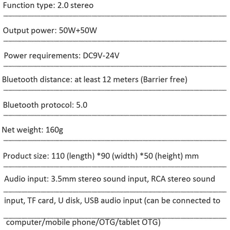 Bluetooth Stiprintuvo 50Wx2 Stereo Amp Skaitmeninis Stiprintuvas Paramos AUX TF MP3 Grotuvo Garsiakalbių Namo o