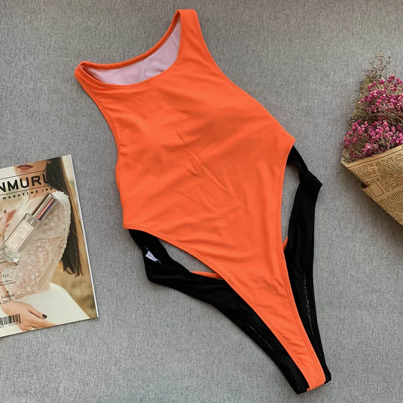 INGAGA Aukštos Sumažinti vientisi maudymosi kostiumėlį, Kietas Kratinys maudymosi Kostiumėliai Moterims, Backless Monokini 2021 Sporto Bodysuit Maudymosi Kostiumas Moterims