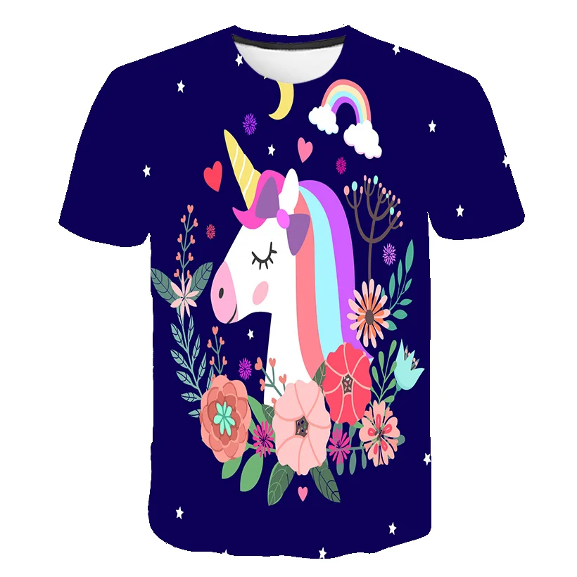 3D Marškinėlius Mergaičių Mažai Drabužių Vienaragis Vaikų Drabužių Tee Vasaros Camiseta Unicornio Bamblys Vaikų Marškinėliai Topai Enfant Filė