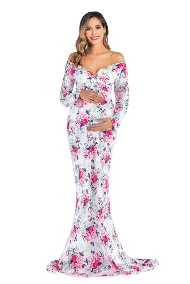 Motinystės Suknelės Už Nuotrauką Šaudyti Ilgai Nėštumo Suknelė Fotografijos Rekvizitai Gėlių Maxi Suknelė Suknelės Nėščioms Moterims, Drabužiai