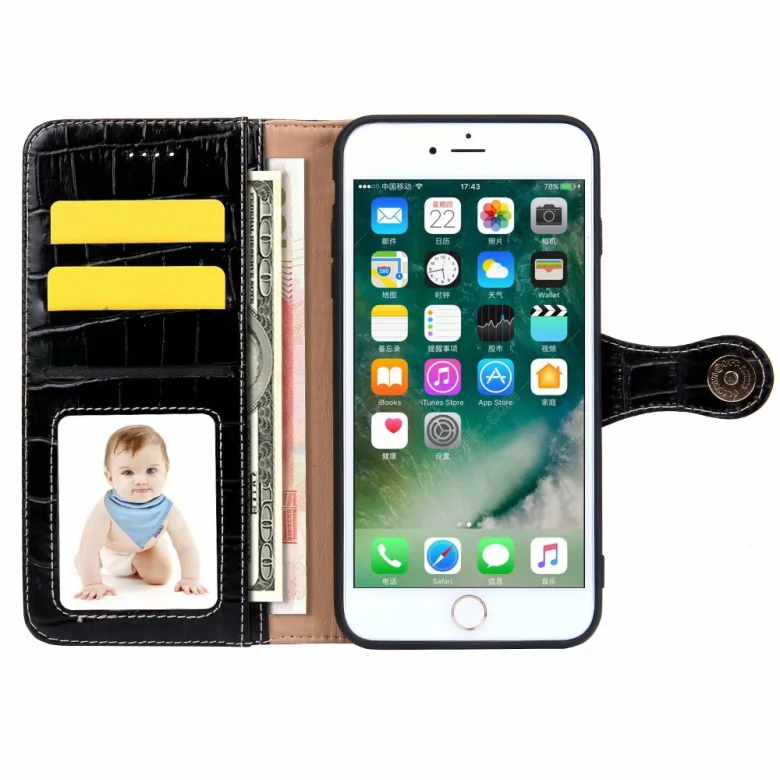 Telefonas, Odinis dėklas, Skirtas iPhone 7 8 Plius Ckhb-BD1 Krokodilas Piniginės stiliaus Flip Case For iPhone XR Xs Max Kortelės Turėtojas Atvejais ir krepšys