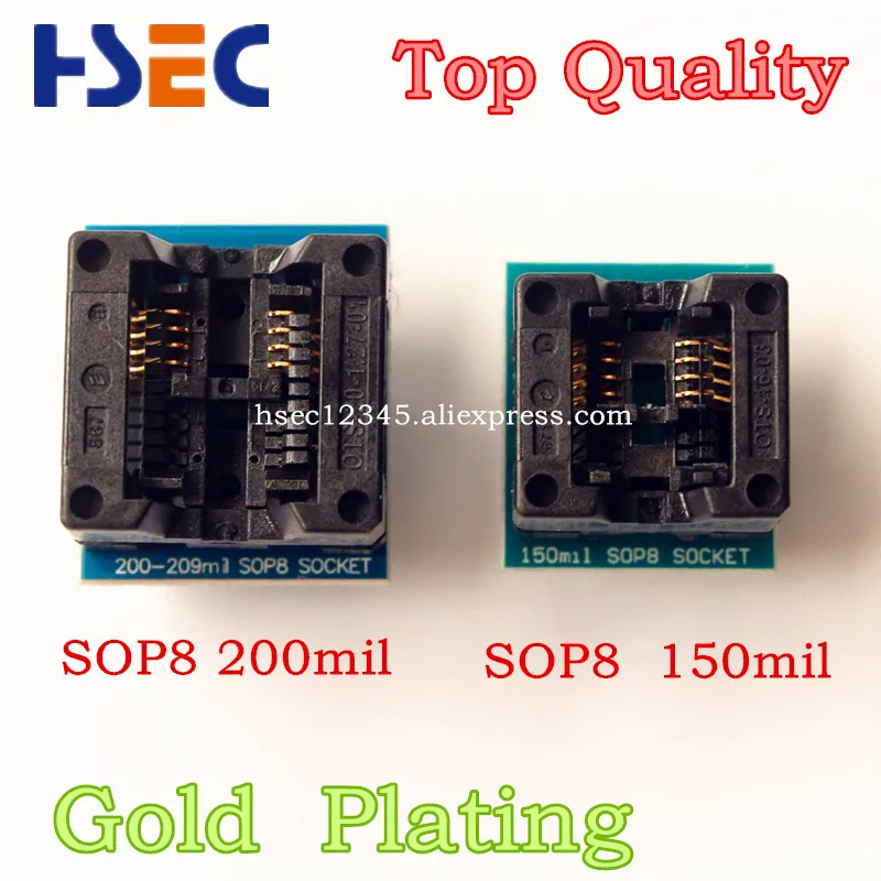 Aukščiausios Kokybės paauksuoti SOP8 į DIP8 150mil adapteris+ SOP8 į DIP8 200mil-209mil programuotojas adapteris sop8 soic8 dip8 adapteris