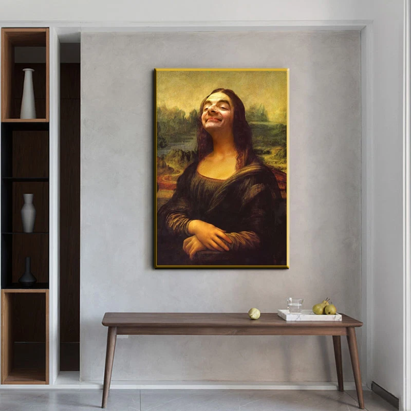 Juokinga Mona Lisa Mr Bean Portretas, Paveikslas, Drobė, Tapyba Sienos Meno Plakatus Spausdina Sienos Nuotraukas, skirtą Kambarį Namuose Cuadros Dekoras