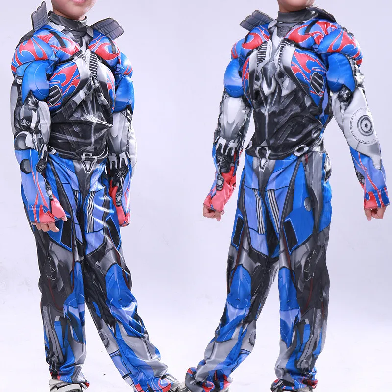 2018 naujas filmas, superhero raumenų optimus prime kamane kostiumas kids viso kūno karnavalas cosplay kostiumai