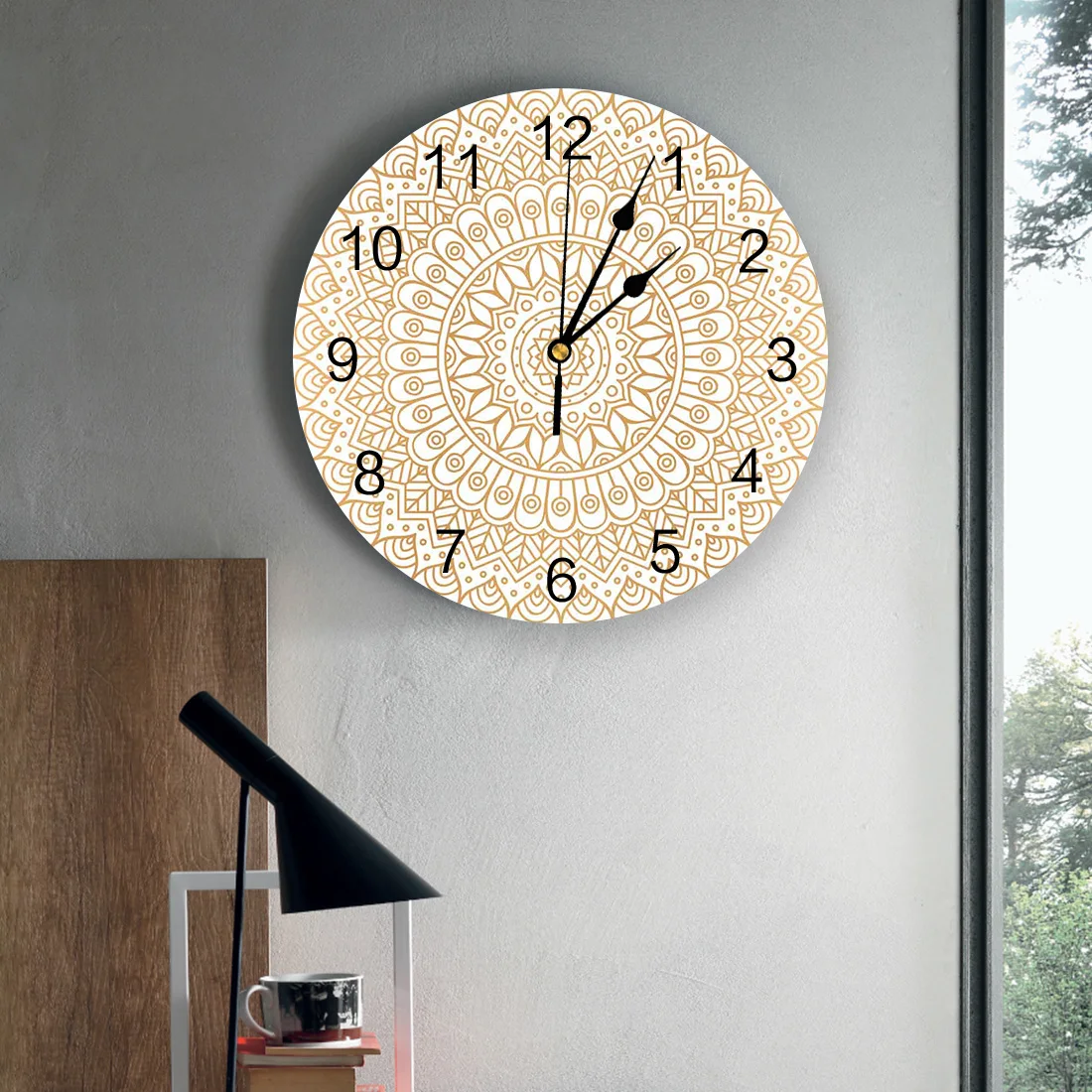 Modernus Sieninis Laikrodis Mandala Modelį PVC Sieninis Laikrodis Namų Dekoro Miegamasis Silent Oclock Žiūrėti Siena už Kambarį