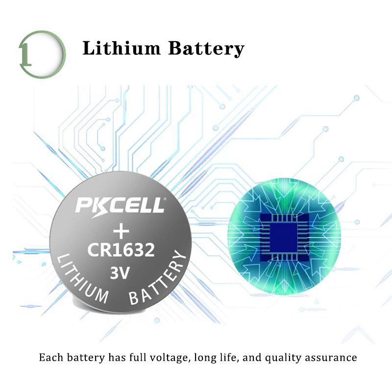 100vnt PKCELL 3V CR1632 DL1632 ECR1632 3 Voltų Mygtuką, Moneta Ląstelių Baterija CMOS žiūrėti žaislas x5 *20pack