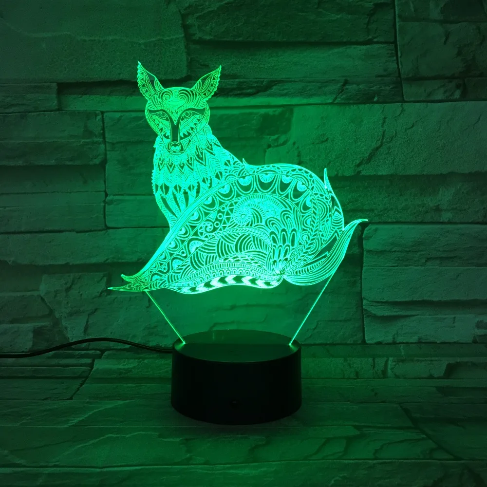 3D Fox Lempa LED naktinė lempa su sensoriniu Stalo Lempa, kaip Vaikams Dovanas 7 Spalvas Keisti pagrindinį Šalies Dekoro USB, Ar Akumuliatoriaus Maitinimo Lemputė