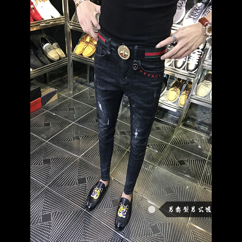 Pavasarį, Rudenį 2020 Mados paauglių įžymybės juoda korėjos stiliaus plonas liesas džinsus vyrų madinga plonas Džinsinis pieštuko džinsai