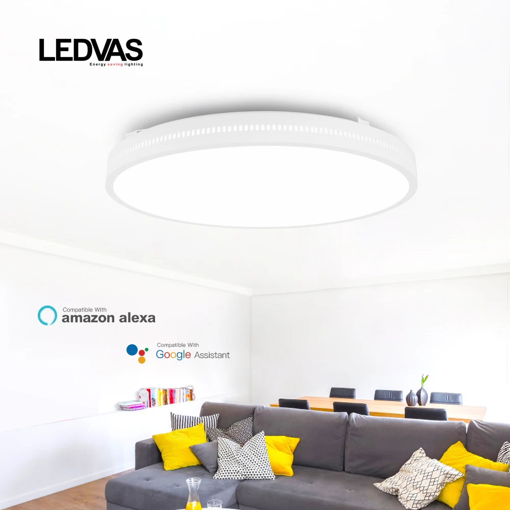 LEDVAS Smart LED Lubų Šviesos 60W 72W RGB Tamsos Spalva WIFI Taikymo Kontrolės Virtuvės, Miegamojo Salės Lubų Lempa